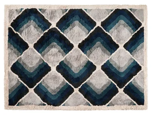 BLUE TIDE - Rectangular handmade mohair and bamboo rug with geometric shapes _ ETRO Home Interiors